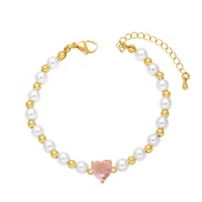 ( Pink)occidental style personality flash diamond color zircon love bracelet womanins all-Purpose temperament Pearlb