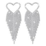 ( White K)E occidental style wind exaggerating claw chain tassel earrings  wind heart-shaped diamond personality re