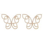 ( Gold)E samll romantic butterfly earrings  fully-jewelled personality creative earring