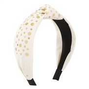 ( white)F occidental style wind retro pure color geometry Headband  Round sequin personality brief classic Headband