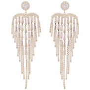 ()occidental style fashion exaggerating long style flowers tassel earrings silver brilliant zircon Earring trend ea