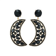 ( black)occidental style fashion crescent-shaped Alloy colorful diamond earring Moon earrings womanins silver high temp