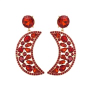 ( red)occidental style fashion crescent-shaped Alloy colorful diamond earring Moon earrings womanins silver high temper