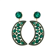 ( green)occidental style fashion crescent-shaped Alloy colorful diamond earring Moon earrings womanins silver high temp