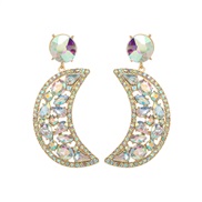 (AB color)occidental style fashion crescent-shaped Alloy colorful diamond earring Moon earrings womanins silver high te