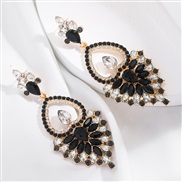 ( black)occidental style fashion color embed Rhinestone earrings woman Bohemian style long style glass diamond exaggera