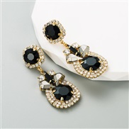 ( black) fashion trend geometry earringins wind Alloy embed color Rhinestone personality exaggerating earrings