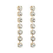 ( white)occidental style trend earrings fashion colorful diamond Alloy Round claw chain long style earring woman person