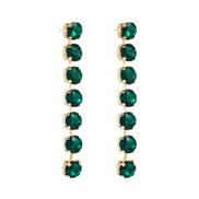 ( green)occidental style trend earrings fashion colorful diamond Alloy Round claw chain long style earring woman person