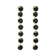 ( black)occidental style trend earrings fashion colorful diamond Alloy Round claw chain long style earring woman person