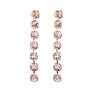 ( Pink)occidental style trend earrings fashion colorful diamond Alloy Round claw chain long style earring woman persona