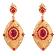 ( red)fashion retro multilayer leaf Alloy diamond eyes earrings woman occidental style exaggerating Bohemia Nation Earr