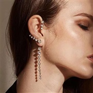 occidental style fully-jewelled long style flash diamond tassel creative personality high earrings