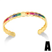 (A)occidental style personality embed color zircon opening bangleins temperament high fashionbrk