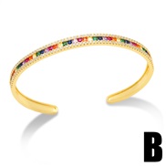 (B)occidental style personality embed color zircon opening bangleins temperament high fashionbrk