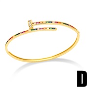 (D)occidental style personality embed color zircon opening bangleins temperament high fashionbrk