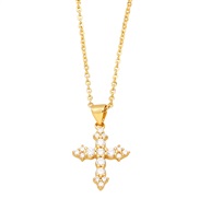 ( white) personality color zircon cross pendant necklace woman brief all-Purpose clavicle chainnkb