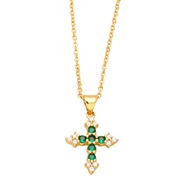 ( green) personality color zircon cross pendant necklace woman brief all-Purpose clavicle chainnkb