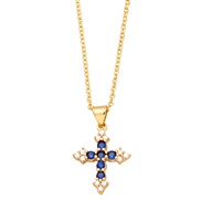( blue) personality color zircon cross pendant necklace woman brief all-Purpose clavicle chainnkb