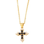 ( black) personality color zircon cross pendant necklace woman brief all-Purpose clavicle chainnkb
