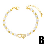 (B)occidental style  personality Pearl chain love bracelet samll retro heart-shapedbrk