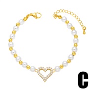 (C)occidental style  personality Pearl chain love bracelet samll retro heart-shapedbrk