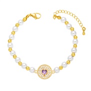 (purple)Pearl bracelet woman samll color zircon love bracelet brk