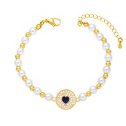 ( Dark blue)Pearl bracelet woman samll color zircon love bracelet brk