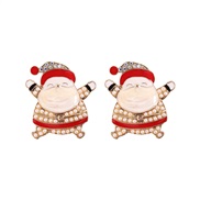 day earrings  creative enamel christmas diamond Santa Claus earring