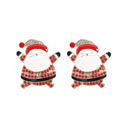 (red ) day earrings  creative enamel christmas diamond Santa Claus earring