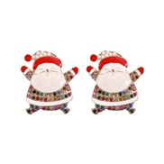 ( Color diamond ) day earrings  creative enamel christmas diamond Santa Claus earring