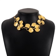 ( Gold)occidental style  creative personality temperament Metal wind necklace leaves exaggerating personality chain