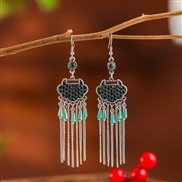 (DC1949 6 green)creative long retro tassel earrings woman fully-jewelled  long style Chinese style temperament Earring