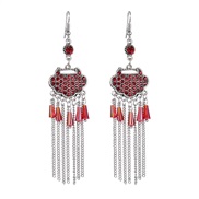 (DC1949 3 red)creative long retro tassel earrings woman fully-jewelled  long style Chinese style temperament Earring