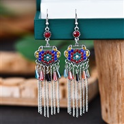 (DC1949 5 Color)creative long retro tassel earrings woman fully-jewelled  long style Chinese style temperament Earring