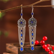 (DC19 2 3 sapphire blue )occidental style retro multilayer diamond earring  Chinese style fashion Alloy earrings woman 