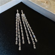 ( Silver needle  Silver) gold silver zircon tassel earrings Korea samll temperament long style ear stud fashion Earring
