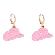 ( Pink)ins fashion trend Alloy enamel Cowboy earrings woman occidental style earringearrings