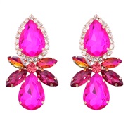 ( rose Red)earrings super claw chain Alloy diamond multilayer drop glass diamond occidental style exaggerating earrings