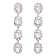 ( Silver)earrings super claw chain multilayer Round glass diamond long style earrings woman occidental style exaggerati