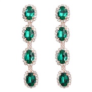 ( green)earrings super claw chain multilayer Round glass diamond long style earrings woman occidental style exaggeratin