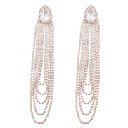 ( Gold)earrings super claw chain Alloy diamond drop glass diamond chain tassel occidental style exaggerating earrings