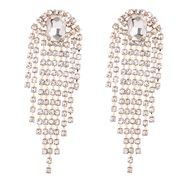 ( white)occidental style exaggerating Alloy diamond tassel earrings woman trend geometry banquetearrings