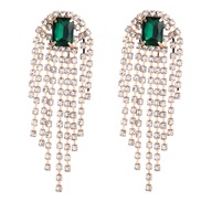 ( green)occidental style exaggerating Alloy diamond tassel earrings woman trend geometry banquetearrings