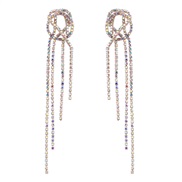 (AB color)earrings occidental style exaggerating fashion brief Alloy diamond Rhinestone long style tassel earrings woma