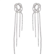( Silver)earrings occidental style exaggerating fashion brief Alloy diamond Rhinestone long style tassel earrings woman