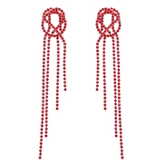 ( red)earrings occidental style exaggerating fashion brief Alloy diamond Rhinestone long style tassel earrings woman su