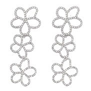 ( Silver)earrings occidental style exaggerating multilayer Alloy diamond hollow flowers earrings womanins wind super ea