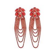 ( red)occidental style wind color claw chain tassel earring  Autumn and Winter all-Purpose Clothing long style earri