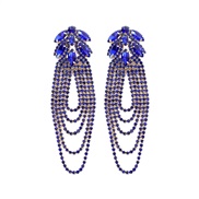 ( blue)occidental style wind color claw chain tassel earring  Autumn and Winter all-Purpose Clothing long style earri